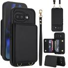 For Google Pixel 9a Crossbody Dual-buckle Wallet RFID Back Leather Phone Case(Black) - 1