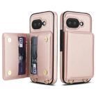 For Google Pixel 9a Crossbody Dual-buckle Wallet RFID Back Leather Phone Case(Rose Gold) - 2