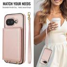 For Google Pixel 9a Crossbody Dual-buckle Wallet RFID Back Leather Phone Case(Rose Gold) - 3