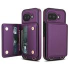 For Google Pixel 9a Crossbody Dual-buckle Wallet RFID Back Leather Phone Case(Dark Purple) - 2