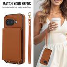 For Google Pixel 9a Crossbody Dual-buckle Wallet RFID Back Leather Phone Case(Brown) - 3