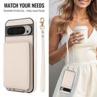 For Google Pixel 9 Pro XL Crossbody Dual-buckle Wallet RFID Back Leather Phone Case(White) - 3
