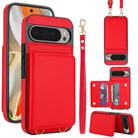 For Google Pixel 9 Pro Crossbody Dual-buckle Wallet RFID Back Leather Phone Case(Red) - 1