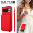 For Google Pixel 9 Pro Crossbody Dual-buckle Wallet RFID Back Leather Phone Case(Red) - 3