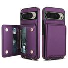 For Google Pixel 9 Pro Crossbody Dual-buckle Wallet RFID Back Leather Phone Case(Dark Purple) - 2