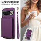 For Google Pixel 9 Pro Crossbody Dual-buckle Wallet RFID Back Leather Phone Case(Dark Purple) - 3