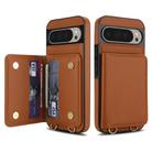 For Google Pixel 9 Crossbody Dual-buckle Wallet RFID Back Leather Phone Case(Brown) - 2