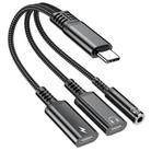 Type-C to 3.5mm and Type-C Charging Audio Adapter Cable(Black) - 1