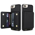For iPhone SE 2022 / SE 2020 / 8 / 7 Crossbody Dual-buckle Wallet RFID Back Leather Phone Case(Black) - 2