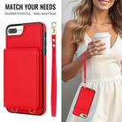 For iPhone SE 2022 / SE 2020 / 8 / 7 Crossbody Dual-buckle Wallet RFID Back Leather Phone Case(Red) - 3
