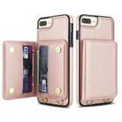 For iPhone SE 2022 / SE 2020 / 8 / 7 Crossbody Dual-buckle Wallet RFID Back Leather Phone Case(Rose Gold) - 2