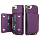 For iPhone SE 2022 / SE 2020 / 8 / 7 Crossbody Dual-buckle Wallet RFID Back Leather Phone Case(Dark Purple) - 2