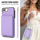 For iPhone SE 2022 / SE 2020 / 8 / 7 Crossbody Dual-buckle Wallet RFID Back Leather Phone Case(Light Purple) - 2