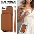 For iPhone SE 2022 / SE 2020 / 8 / 7 Crossbody Dual-buckle Wallet RFID Back Leather Phone Case(Brown) - 3
