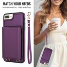 For iPhone 8 Plus / 7 Plus Crossbody Dual-buckle Wallet RFID Back Leather Phone Case(Dark Purple) - 3