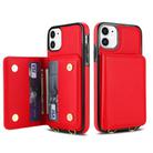 For iPhone 11 Crossbody Dual-buckle Wallet RFID Back Leather Phone Case(Red) - 2