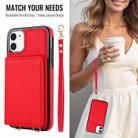 For iPhone 11 Crossbody Dual-buckle Wallet RFID Back Leather Phone Case(Red) - 3