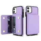 For iPhone 11 Crossbody Dual-buckle Wallet RFID Back Leather Phone Case(Light Purple) - 2