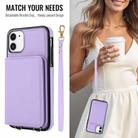 For iPhone 11 Crossbody Dual-buckle Wallet RFID Back Leather Phone Case(Light Purple) - 3