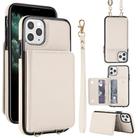 For iPhone 11 Pro Max Crossbody Dual-buckle Wallet RFID Back Leather Phone Case(White) - 1
