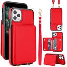For iPhone 11 Pro Max Crossbody Dual-buckle Wallet RFID Back Leather Phone Case(Red) - 1