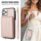 For iPhone 11 Pro Max Crossbody Dual-buckle Wallet RFID Back Leather Phone Case(Rose Gold) - 3