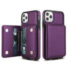 For iPhone 11 Pro Max Crossbody Dual-buckle Wallet RFID Back Leather Phone Case(Dark Purple) - 2