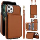 For iPhone 11 Pro Max Crossbody Dual-buckle Wallet RFID Back Leather Phone Case(Brown) - 1