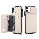 For iPhone 12 mini Crossbody Dual-buckle Wallet RFID Back Leather Phone Case(White) - 2