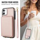 For iPhone 12 mini Crossbody Dual-buckle Wallet RFID Back Leather Phone Case(Rose Gold) - 3