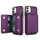 For iPhone 12 mini Crossbody Dual-buckle Wallet RFID Back Leather Phone Case(Dark Purple) - 2