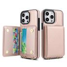 For iPhone 12 Pro Max Crossbody Dual-buckle Wallet RFID Back Leather Phone Case(Rose Gold) - 2