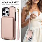 For iPhone 12 Pro Max Crossbody Dual-buckle Wallet RFID Back Leather Phone Case(Rose Gold) - 3