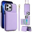 For iPhone 12 Pro Max Crossbody Dual-buckle Wallet RFID Back Leather Phone Case(Light Purple) - 1