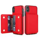 For iPhone XS / X Crossbody Dual-buckle Wallet RFID Back Leather Phone Case(Red) - 2