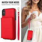 For iPhone XS / X Crossbody Dual-buckle Wallet RFID Back Leather Phone Case(Red) - 3