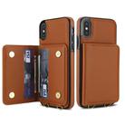 For iPhone XS / X Crossbody Dual-buckle Wallet RFID Back Leather Phone Case(Brown) - 2