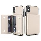 For iPhone XS Max Crossbody Dual-buckle Wallet RFID Back Leather Phone Case(White) - 2