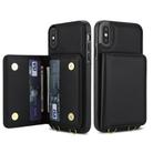 For iPhone XS Max Crossbody Dual-buckle Wallet RFID Back Leather Phone Case(Black) - 2