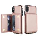 For iPhone XS Max Crossbody Dual-buckle Wallet RFID Back Leather Phone Case(Rose Gold) - 2