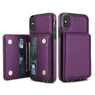 For iPhone XS Max Crossbody Dual-buckle Wallet RFID Back Leather Phone Case(Dark Purple) - 2