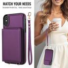 For iPhone XS Max Crossbody Dual-buckle Wallet RFID Back Leather Phone Case(Dark Purple) - 3