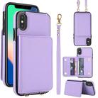 For iPhone XS Max Crossbody Dual-buckle Wallet RFID Back Leather Phone Case(Light Purple) - 1