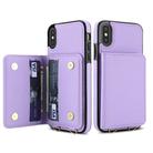 For iPhone XS Max Crossbody Dual-buckle Wallet RFID Back Leather Phone Case(Light Purple) - 2