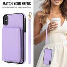 For iPhone XS Max Crossbody Dual-buckle Wallet RFID Back Leather Phone Case(Light Purple) - 3