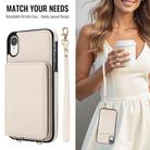 For iPhone XR Crossbody Dual-buckle Wallet RFID Back Leather Phone Case(White) - 3