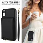 For iPhone XR Crossbody Dual-buckle Wallet RFID Back Leather Phone Case(Black) - 3