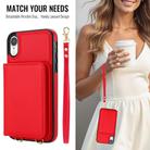For iPhone XR Crossbody Dual-buckle Wallet RFID Back Leather Phone Case(Red) - 3