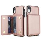 For iPhone XR Crossbody Dual-buckle Wallet RFID Back Leather Phone Case(Rose Gold) - 2