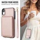 For iPhone XR Crossbody Dual-buckle Wallet RFID Back Leather Phone Case(Rose Gold) - 3